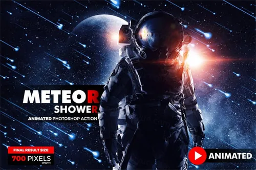 时尚逼真绚丽震撼的动画流星雨Ps动作animated-meteor