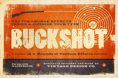 字体特效肌理素材ps模板 BUCKSHOT Vector Type E