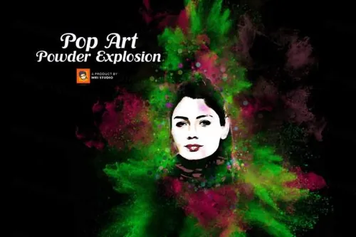 波普艺术颜料粉末爆炸ps动作下载Pop Art Powder Explosion Action