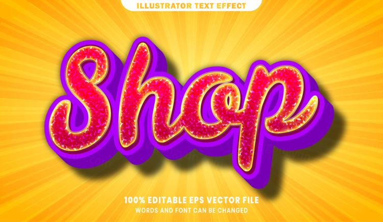 卡通漫画三维立体特效字体文本特效可编辑EPS矢量模板素材3d text style effect