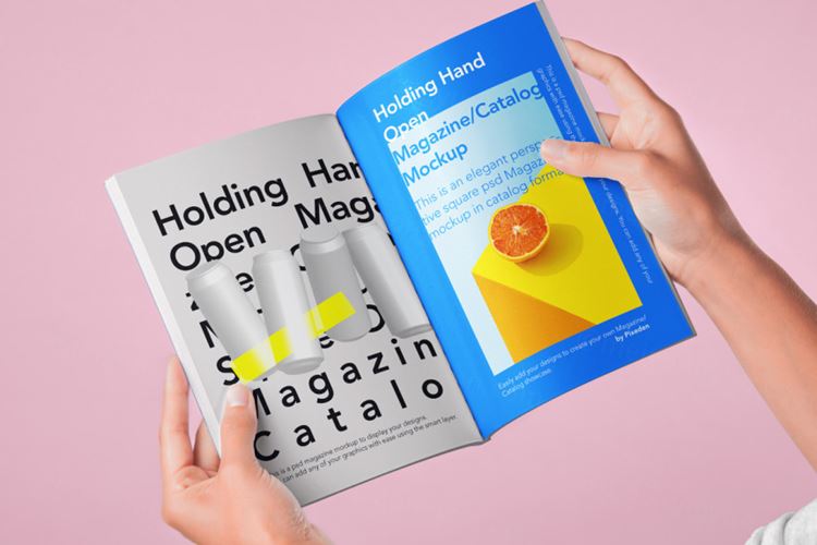 手拿书籍杂志设计贴图展示样机模板 Hand Holding Psd Magazine Mockup
