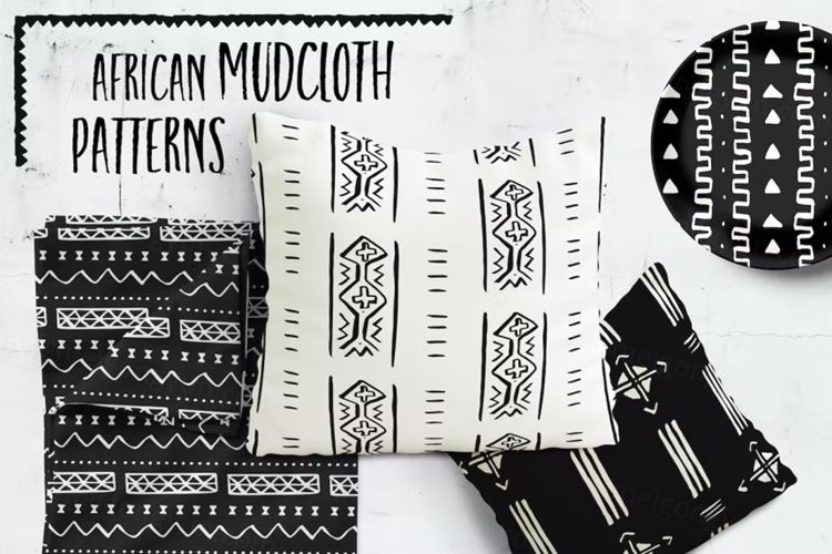 20款精美的非洲泥浆染色织物工艺泥布矢量图案合辑 Afric