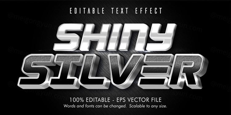 三维立体金属特效字体文本特效可编辑EPS矢量模板素材3d editable text style effect