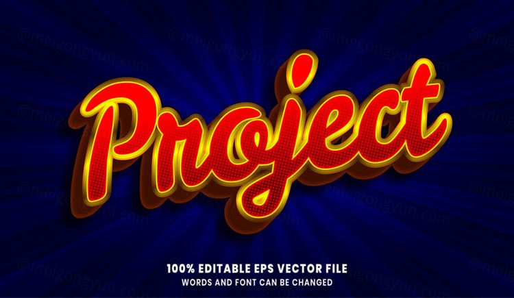 三维立体特效字体文本特效可编辑EPS矢量模板素材3d text style effect