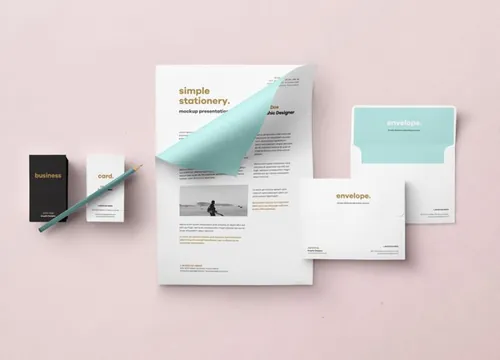 简约信纸和信封psd样机 Envelope Letter Psd Mockup Vol2