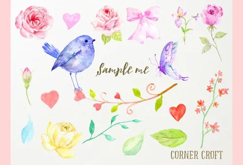 可爱水彩设计素材Corner Croft Clipart