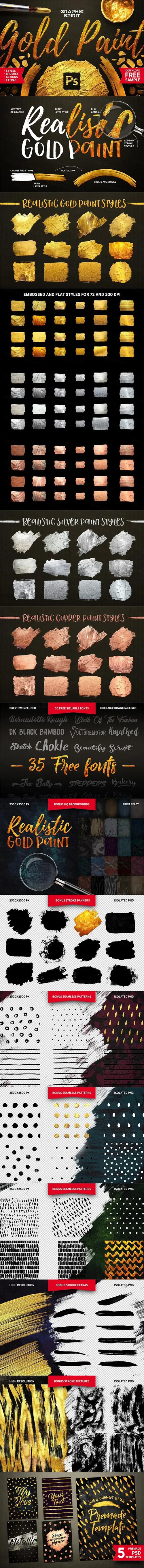 216种Photoshop金色油漆质感效果大集合TOOLKIT_Gold_Paint_Effect_Photoshop