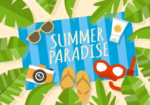 夏季海滩度假插图Summer Beach Vacation Illustration