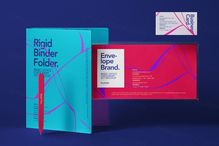 高质量的psd文具模型样机 Office Psd Basic Stationery Mockup