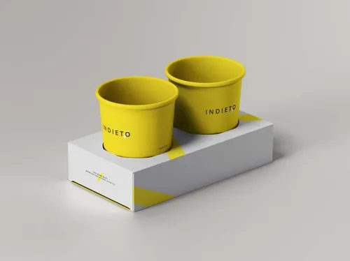 快餐外卖纸杯咖啡杯杯架包装设计样机PSD模板 Paper Cup Holder Mockup