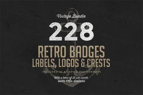 228个复古徽章和Logo标志模板合集 228-Retro-Badges-Logos-Bundle