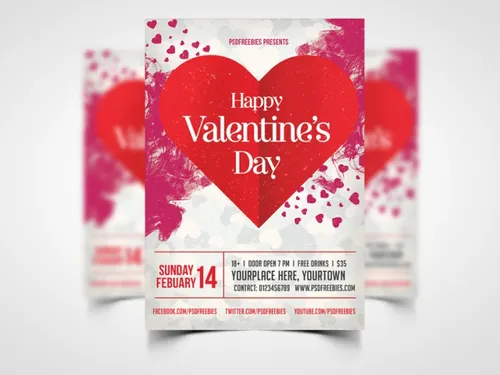Valentines Party Flyer PSD Template