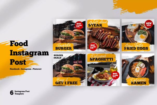美食餐厅社交促销Instagram帖子模板 Food Restaura