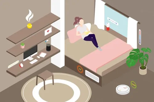 智能家居室内场景等距概念插图 elements-smart-home-livingroom-isometric-illustr...