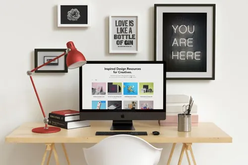 工作区办公桌psd展示台样机 iMac Workspace Desk Psd Mockup