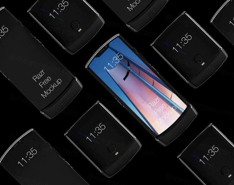 摩托罗拉折叠手机APP界面UI贴图样机素材 Free Mot