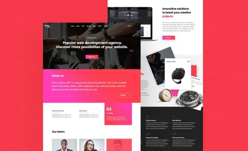 时尚现代登陆页面设计模板Pura Landing Page
