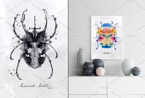 手绘水彩昆虫插图素材 Monotype-Poster