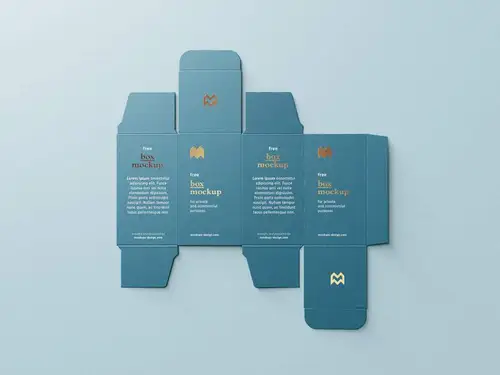 高品质盒子展开图包装设计提案样机PSD模板 Unfolded Box Mockup 样机模
