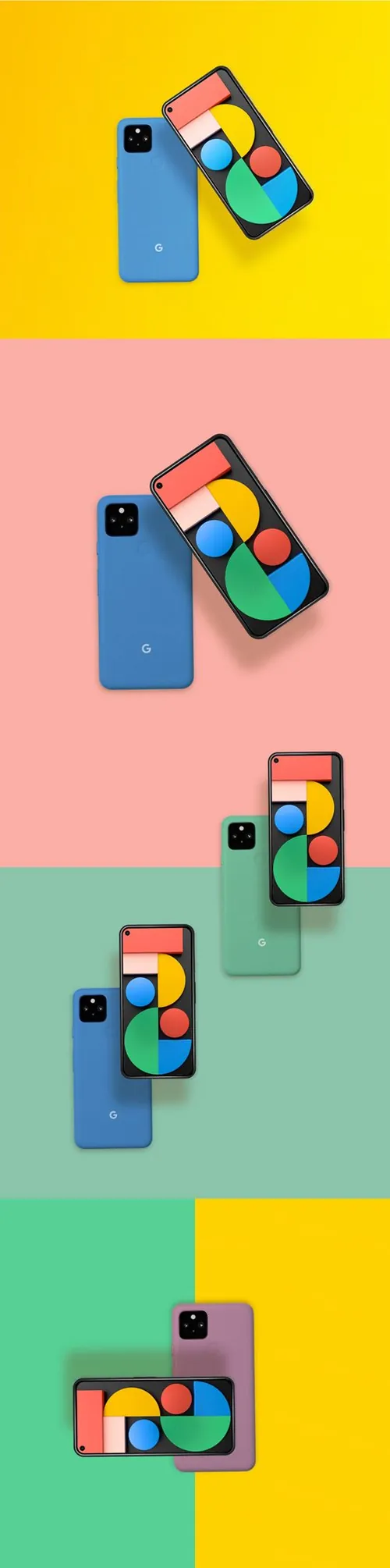 谷歌最新智能手机样机PSD模板免费下载 Google Pixel 5 Mockup - Free Download