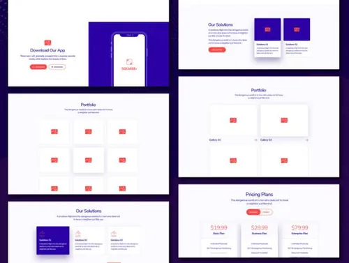 方形网线框套件Square Web Wireframe Kit