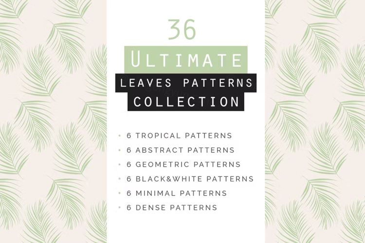 高质量热带树叶抽象极简几何平铺图案合辑 Leaves Sea