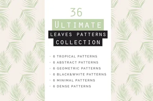 高质量热带树叶抽象极简几何平铺图案合辑 Leaves Sea