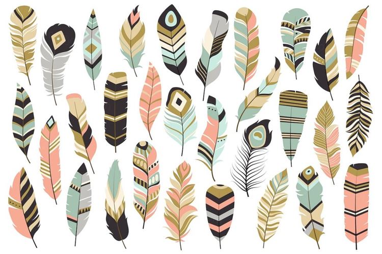 部落羽毛元素合集 31 Tribal Feathers Vector  PNG