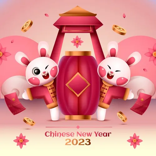 2023年中国新年生肖兔年东方传统节日促销宣传海报招贴EPS