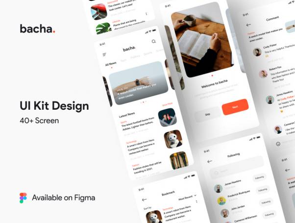 高质量新闻博客移动APP界面UI素材 Bacha - News App