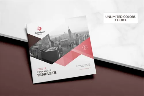 时尚简约高端多用途的正方形楼书杂志画册品牌手册设计模板 brochure-square