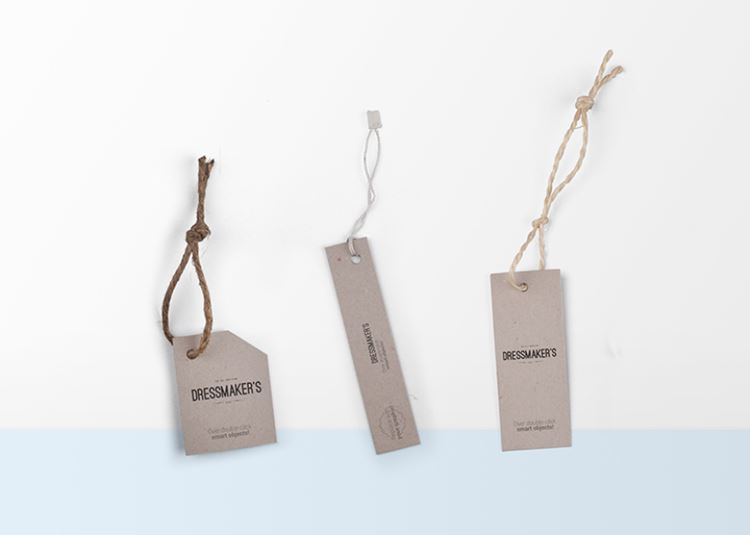 三款简约复古服饰丝织品标签吊牌智能贴图