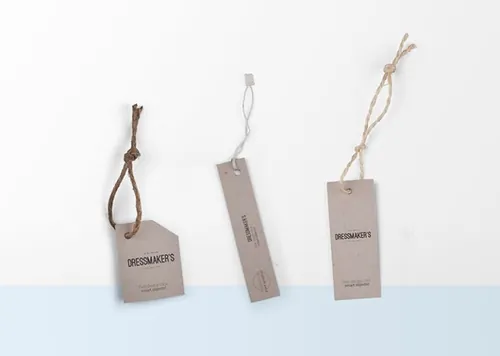 三款简约复古服饰丝织品标签吊牌智能贴图