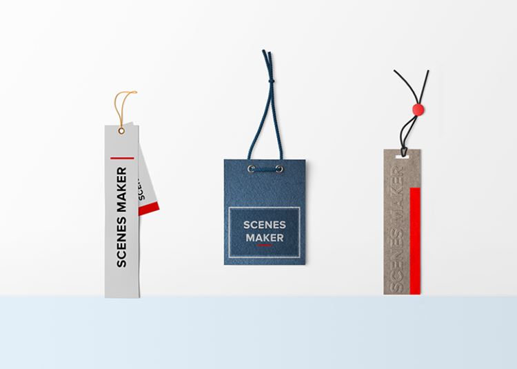 三款简约长方形尼龙绳吊牌展示样机