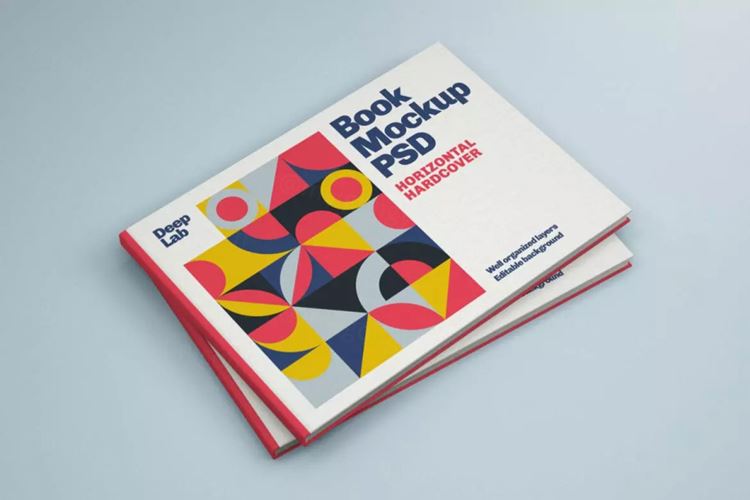 横版图书封面设计图样机v1 Horizontal Book Cover Mockup