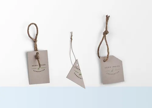 三款几何形状牛皮纸棉麻绳标签吊牌智能贴图