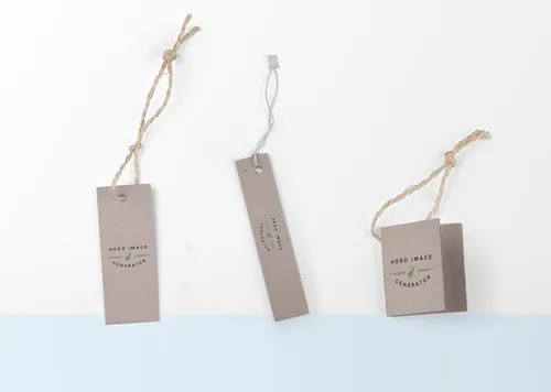 三款灰色的广告标签吊牌智能样机