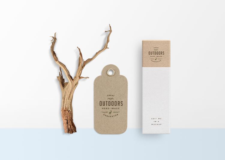 无印良品风格牛皮纸服标签吊牌智能贴图模板