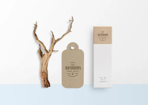 无印良品风格牛皮纸服标签吊牌智能贴图模板