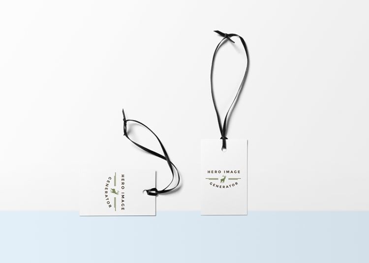 两款白色卡牌的黑色丝质挂绳服装吊牌样机