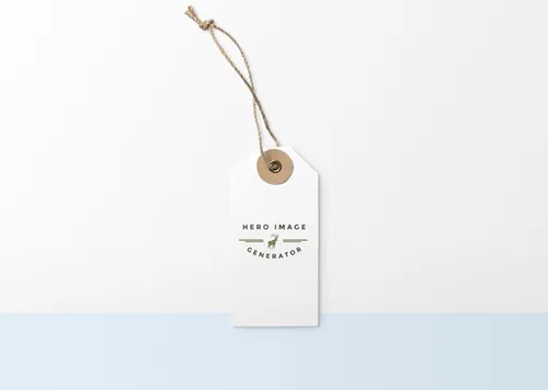 一款白色T型棉线服装吊牌样机模板