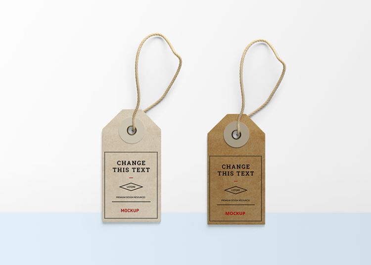 两款时尚的T型牛皮纸服装吊牌样机