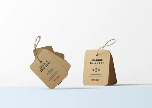 两款双层厚牛皮纸棉麻绳服装吊牌样机