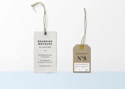 白色棉纸/牛皮纸压印文字服装吊牌贴图样机