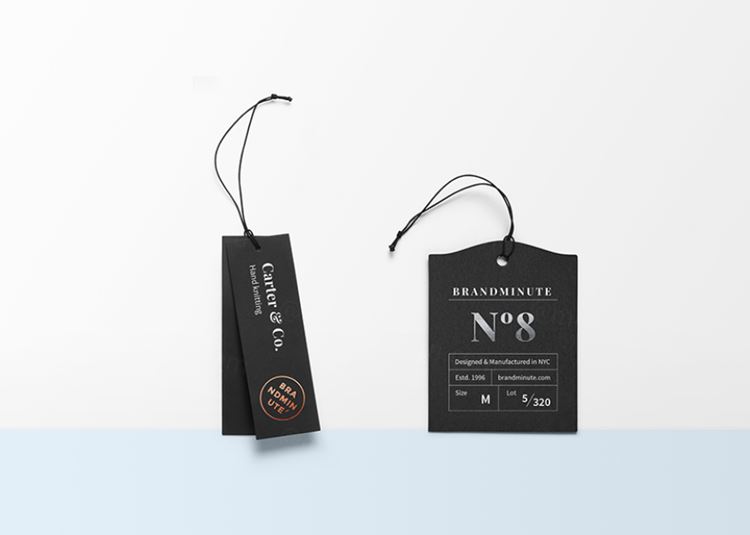 两款黑色卡纸的高档烫金烫银风格吊牌样机