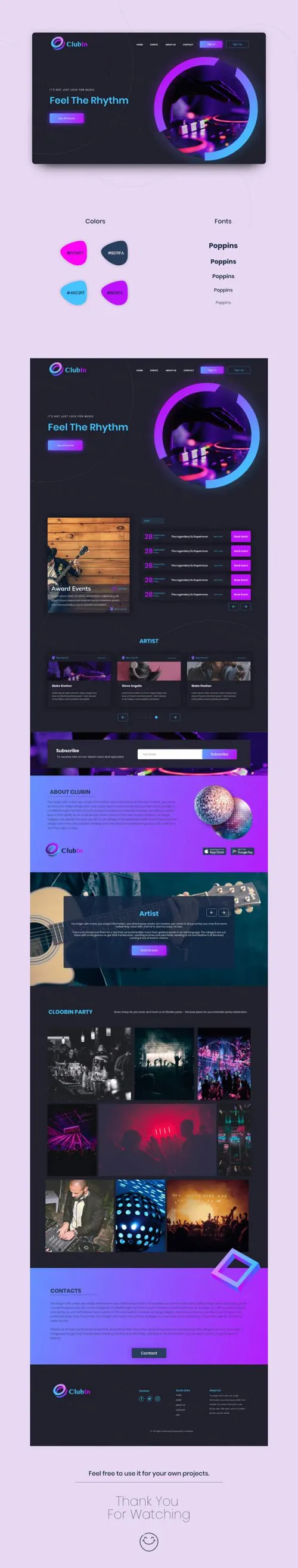 夜总会酒吧迪厅网页Web UI设计素材 Adobe XD Night