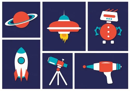 太空星球探测器矢量图标Space Vector Icons