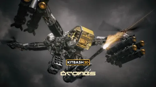 高质量现代战争军用航拍侦查无人机3D模型素材 KitBash