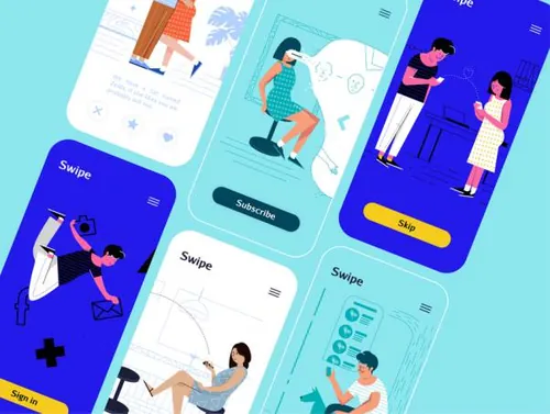 手机滑动插图Swipe Illustrations