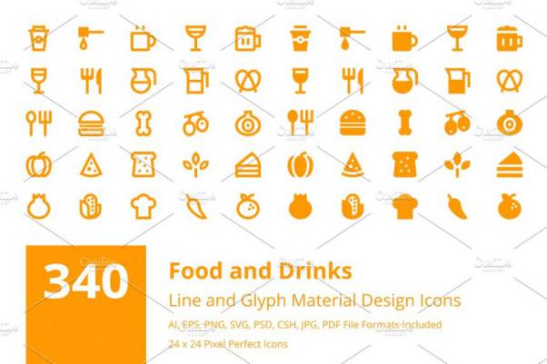 食品和饮料材料图标素材Food and Drinks Material Icon